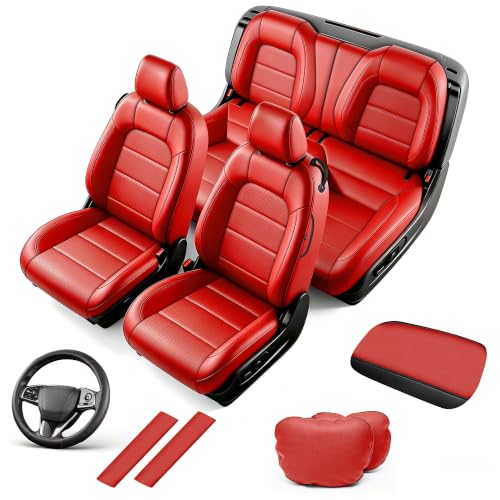 Image of AOMSAZTO Custom Fit Seat Covers for Ford Mustang Coupe 2015-2026 Red