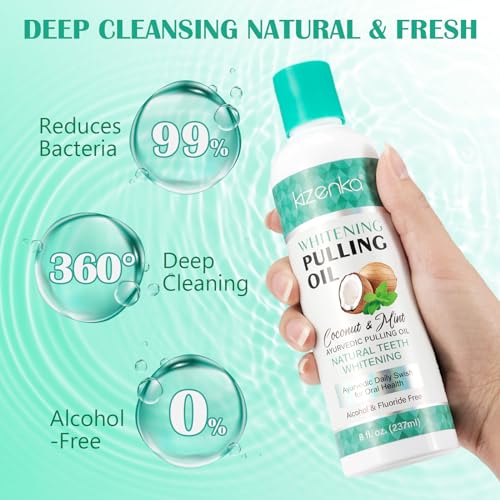 Kokosnuss-Ziehöl für die Zähne 237ml, Kokosöl, Öl Mundspülung, Mundziehöl mit Kokosnuss & Pfefferminzöl, Minzöl zum Ziehen von Mundwasser mit Zungenschaber – Bild 8