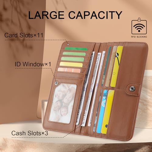 MEITRUE Ultra Slim Thin Leather Wallet Women RFID Blocking Credit Card Holder Bifold Long Ladies Billfold Wallet3