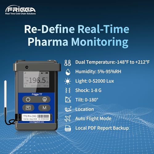 Image of Frigga T72 Pro 4G /5G Temperature & Humidity Monitor with Ultra-Low External Sensor Real-Time Reusable Data Logger Remote Digital Recorder Rechargeable 50000 Points