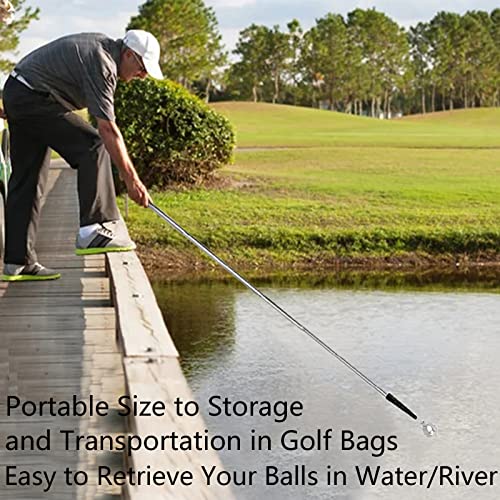 Finger Ten Golf Ball Retriever Pole For Water Telescopic 18 Feet 15 Foot 12 Ft 20 Ft 24 Ft With Golf Ball Cleaner Pouch, Golf Ball Grabber Picker Hinged Cup Retractable Stainless Steel Shaft (12 Ft) #TOP6