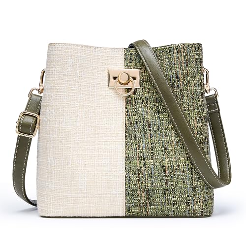 Image of KALIDI Crossbody Purses for Women Vegan Leather Bucket Bag Fashion Ladies Crossbody Handbag Shoulder Purse with Multi Pockets