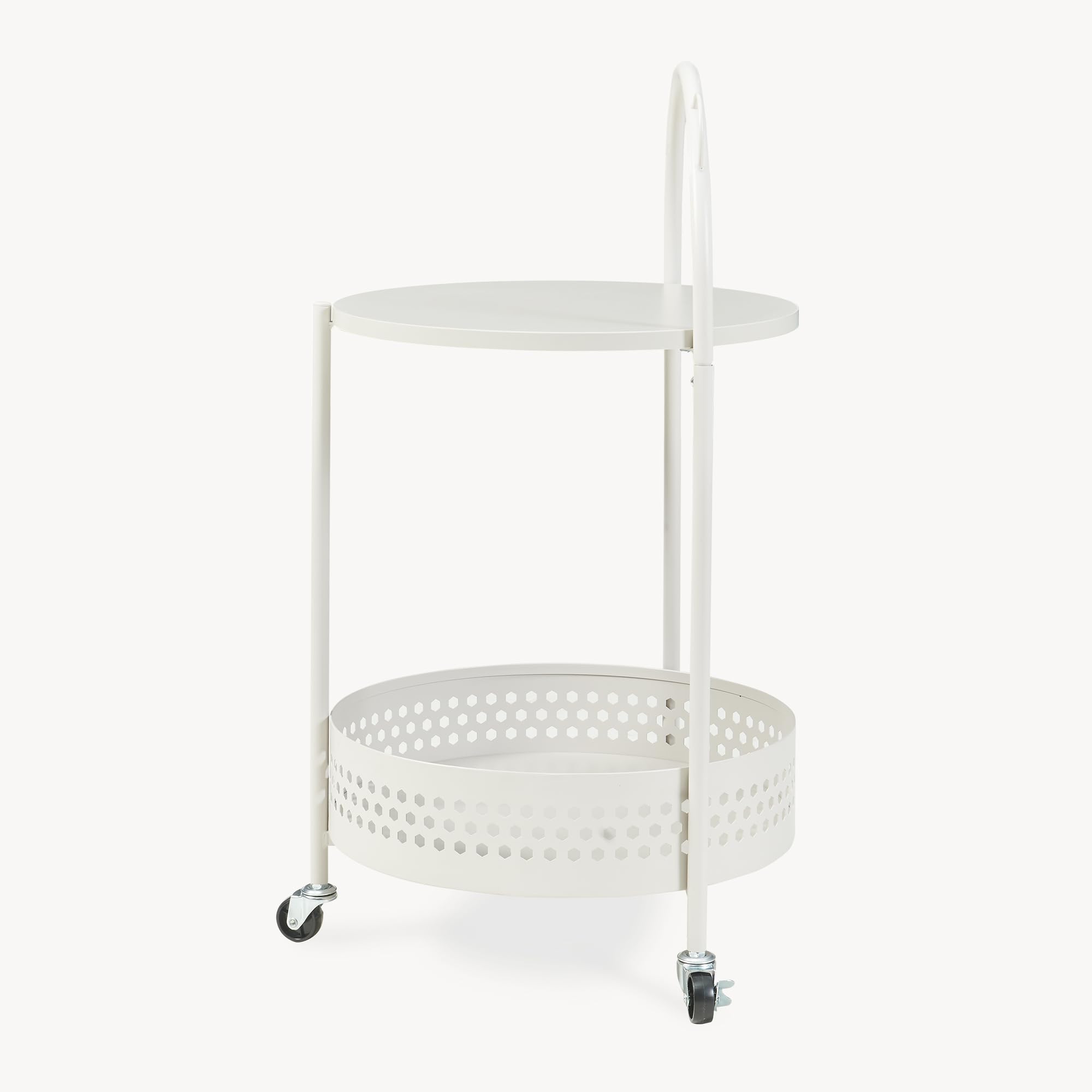 [en.casa] Carro de Servicio Jässaatka de 2 Niveles Carrito de Restaurante Estantería de Baño con 2 Estantes en Forma Redonda y 3 Ruedas Carrito de Cocina Versátil Metal 76 x Ø 40 cm - Gris