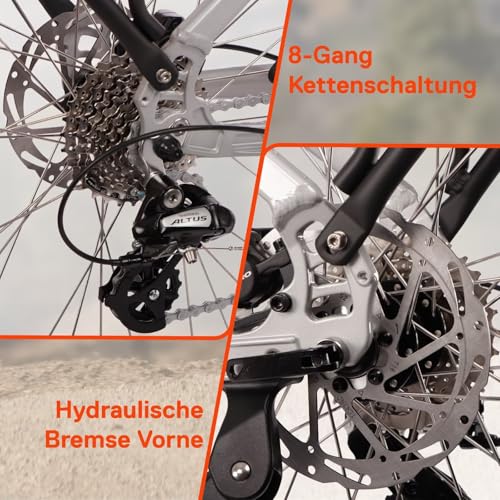 SAXONETTE E Bike Damen 28 Zoll mit Mittelmotor Drehmomentsensor, Elektro Fahrrad Erwachsene mit 36V 14.5Ah Akku, 8 Gang Kettenschaltung Tiefbau-Pedelec mit Hydraulische Scheibenbremse für Damen Herren – Bild 7