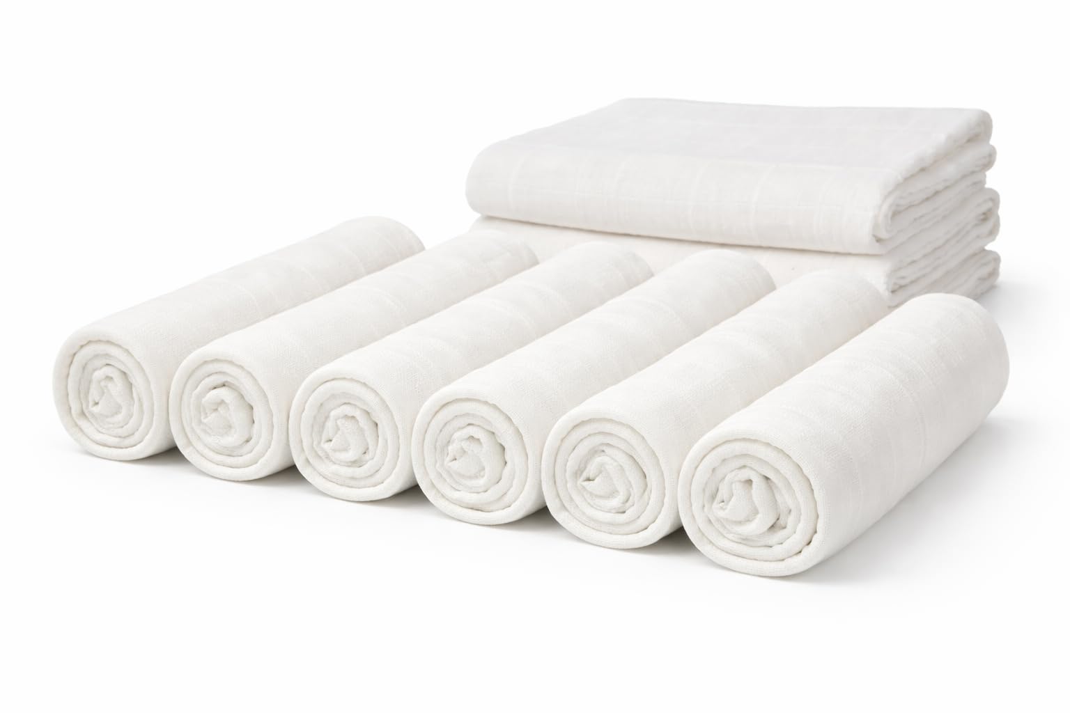 MuslinZ 6pk Luxury Bamboo-Organic Cotton Mix Muslin Squares 70x70cms - Soft Newborn Burp Cloths (Unbleached)
