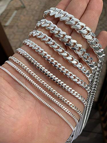 Solid 925 Sterling Silver Miami Cuban Link Chain - 2-12mm 18-30"- Great Men's Or Ladies Heavy Necklace For Pendants - Italy Made3