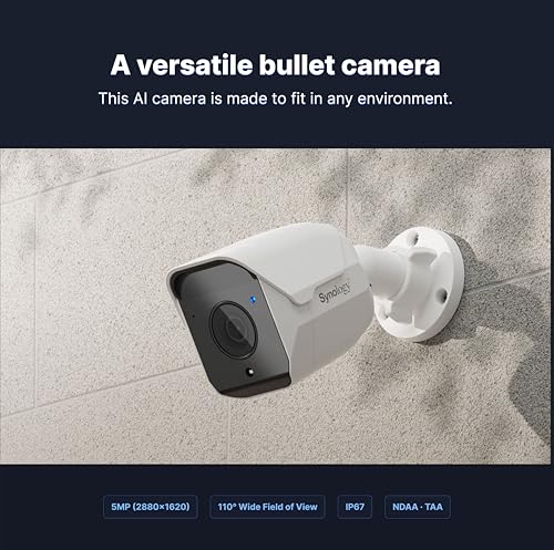 Image of Synology BC510 Versatile AI Bullet Camera, Night Verison, IP67, IP66