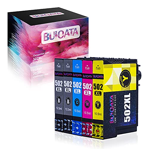 Buioata Lot de 5 Cartouches d'encre compatibles pour imprimante 502XL 502, fonctionnent avec Expression Home XP5100 XP5105 XP-5100, Workforce WF-2860 WF-2860DWF WF2860 WF-2865DWF WF2865DWF WF-2865 Cover