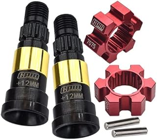 Harden Steel #45 Front Or Rear CVD Joint (+12mm) + Aluminum 7075-T6 Wheel Hex Hubs for 1:5 Traxxas X Maxx 8S Monster Truck Upgrades - Red