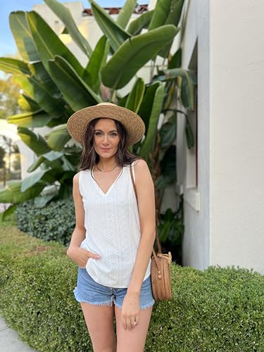 Womens Fashion Tank Tops Solid Color Hollow Tops Summer Casual Loose Flowy Shirt Tanks Vest Vacation Sleeveless Shirts4