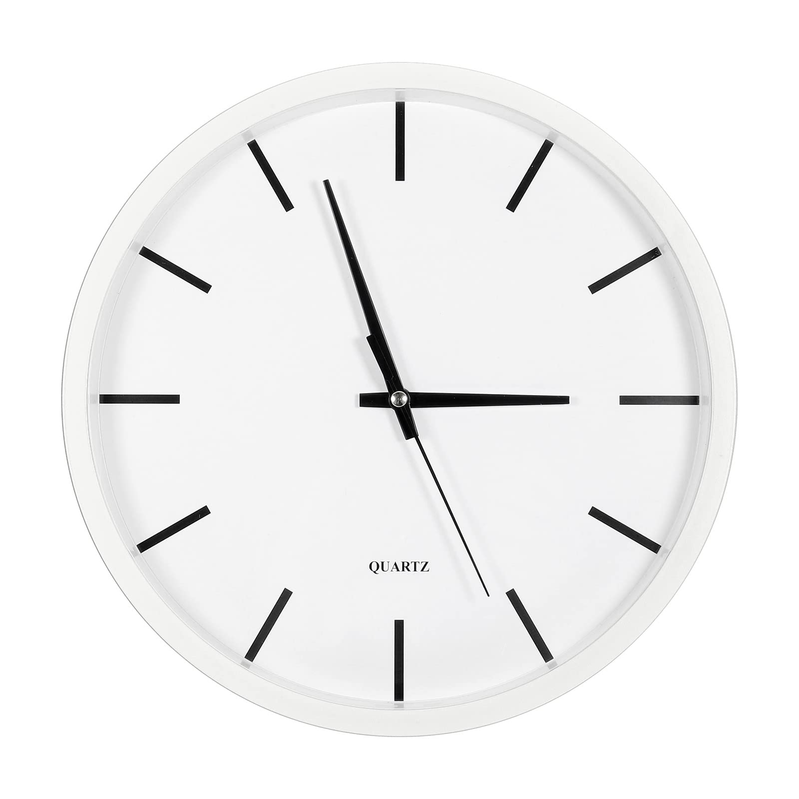 PATIKIL 10 Inch Wall Clock, Quartz Battery Operated Silent Non-Ticking Round Wall Clocks for Office Bedroom Decorative, White
