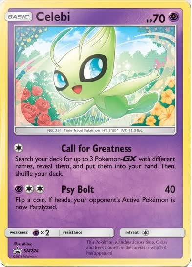 Celebi SM224 Holo Pokemon Promo Card (SM Cosmic Eclipse) + TitanCards® Toploader