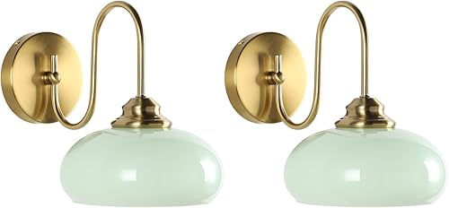 Miniatura 11 de KCO Iluminación de mediados de siglo moderna lámpara de noche montada en la pared latón dorado aplique de pared globo de vidrio tocador lámpara