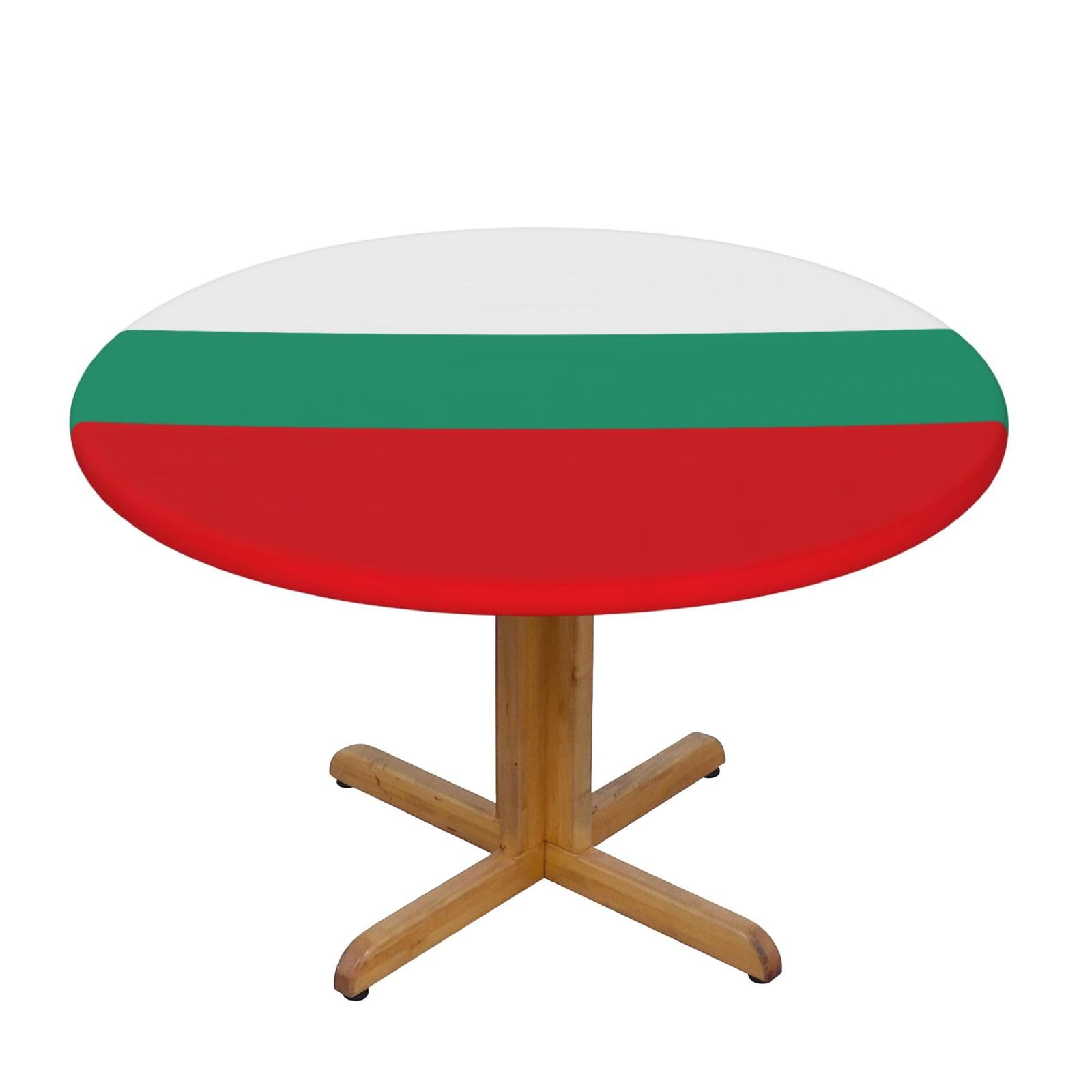 YQxwJL Bulgarian Flag Print Round Picnic Tablecloth, Elastic Fitted Table Covers For 90-140 Cm Tables Camping Indoor Outdoor