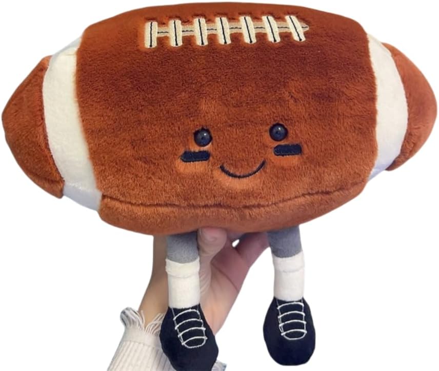 13" cute football plush toys soft stuffed sport throw pillow plush ball gift for kids birthday and christmas decoration (rugby)