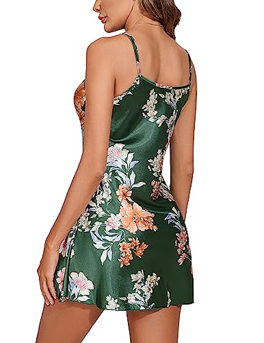 Image of Avidlove Satin Nightgowns for Women Silk Slip Dress Sexy Sleepwear | Adjustable spaghetti straps,elegant V neck,flattering mini lingerie dress,comfortable all day wear