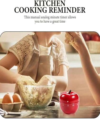 Image of Pomodoro Timer for Study, Pomodoro Timer, Study Timer, Red Apple Kitchen Timer with Alarm, Mechanical Study Timer for Cooking, Baking, and Time Management Tasks