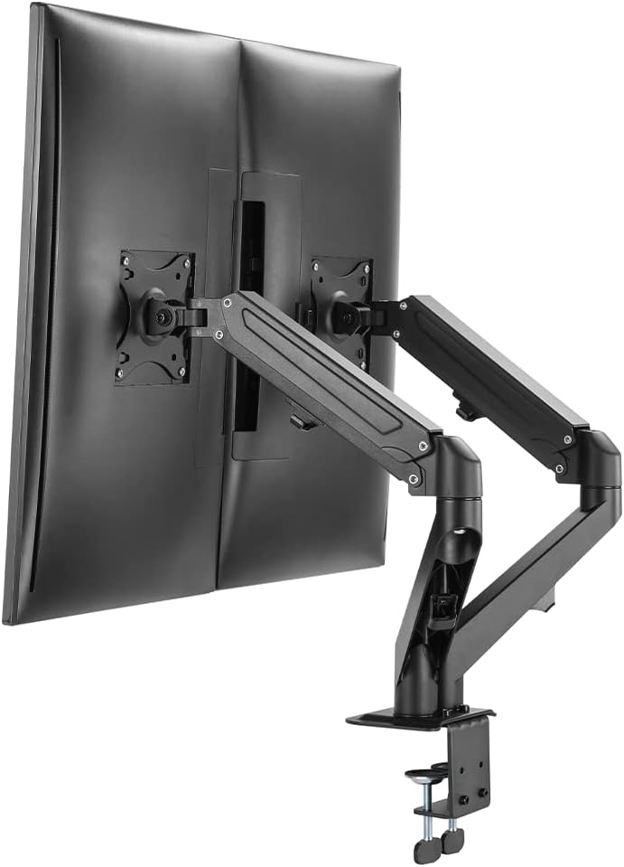 PRISM+ ARC LITE Dual Monitor Arm with two monitors attached