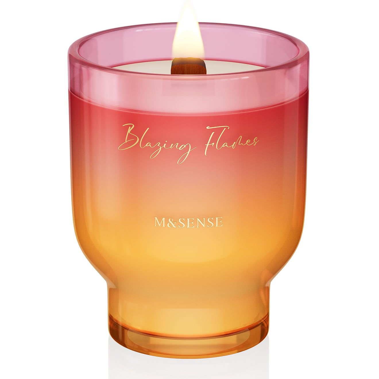 M&SENSE Large Scented Candle with Crackling Wick, Blazing Flames 470g, Burn Time: Up to 110 Hours, Perfect Christmas Gifts for Women