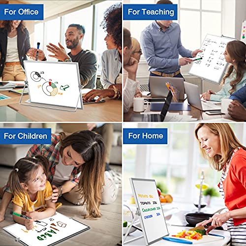 Dry Erase White Board, 16"X12" Double-Sided Magnetic Whiteboard with 10 Markers, 4 Magnets, 1 Eraser, Small White Board with Stand, White Board Easel for Kids Drawing Memo to Do List Wall School - Image 7