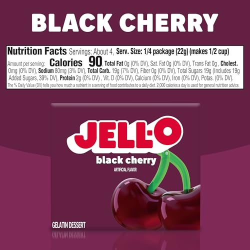 Image of Jell-O Gelatin Mix, Black Cherry Regular Sugar, 3 oz