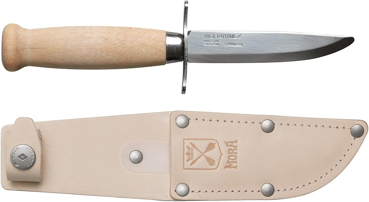 Morakniv Scout 39 Safe Cuchillo de hoja fija de acero inoxidable para niños con funda, 3,39 pulgadas