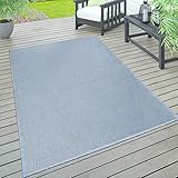 Paco Home In- & Outdoor Teppich, Terrasse u. Balkon, Wetterfest Einfarbig Mit Struktur, Grösse:300x400 cm, Farbe:Denim-blau