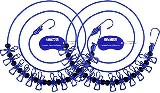 HAWATOUR 2 Pack Portable Travel Clothesline Adjustable Laundry Clothesline with 12pcs Clothespins (Blue)