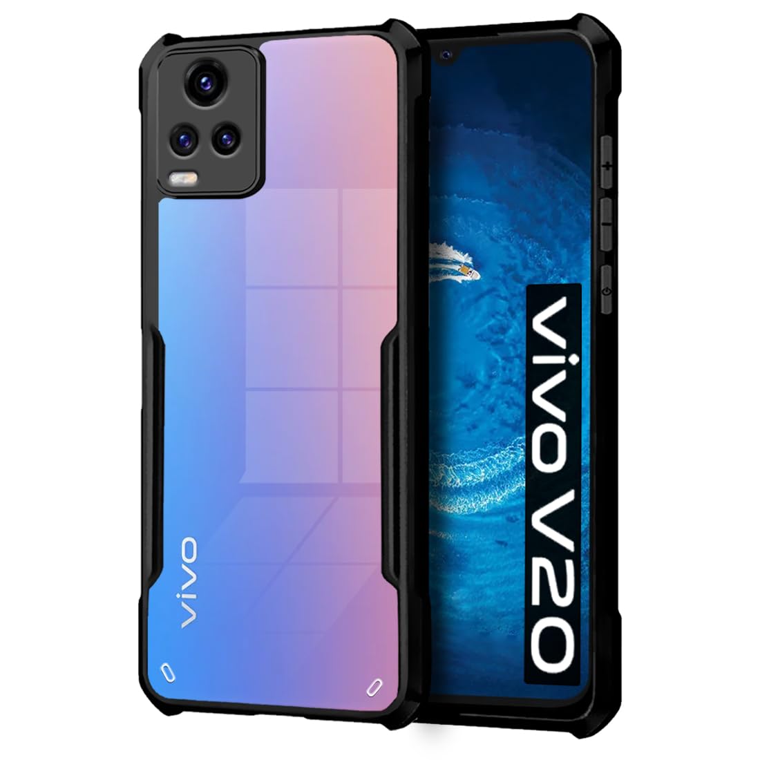 Fashionury ?TPU+Plastic Crystal Clear Back Cover Case for Vivo V20 | 360 Degree Protection | Transparent Back Cover Case for Vivo V20 Black Bumper (B0CC1ZZS3W) Amazon Price History, Amazon Price Tracker