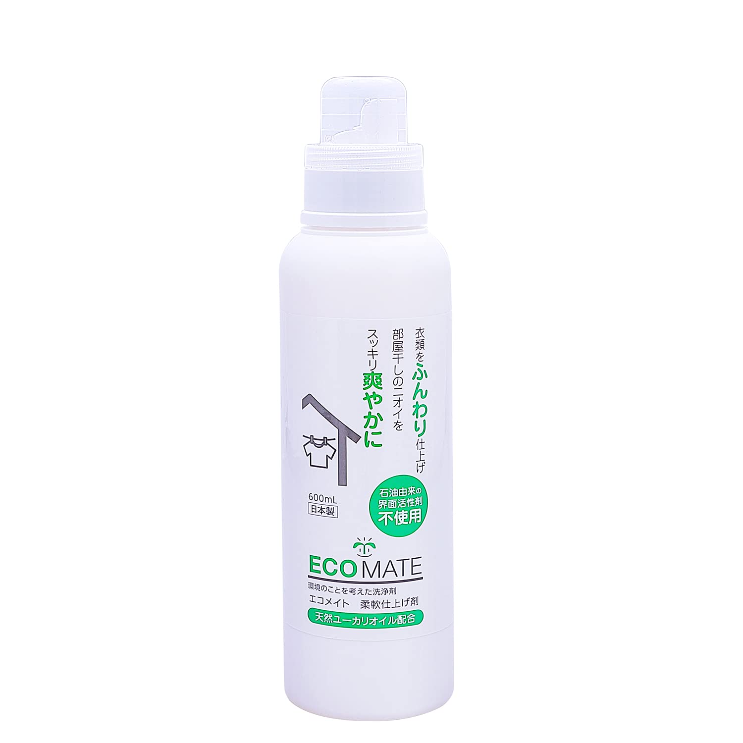 エコメイト(ECOMATE) 柔軟仕上げ剤 ユーカリ 600ml 柔軟剤 洗濯洗剤 エコ洗剤 無添加 日本製 液体洗剤