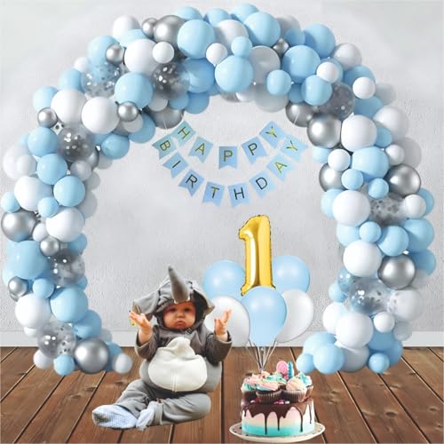 Image of 1st Birthday Balloons Decor Items 81 Pcs | Decoration For Kids Birthday Parties | Happy Birthday Banner For Decoration