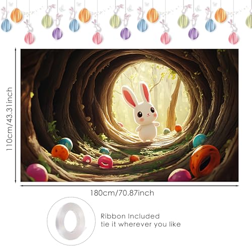 Image of Nuxovilar Easter Banner Bunny Tunnel Spring Celebration 43x70 Polyester