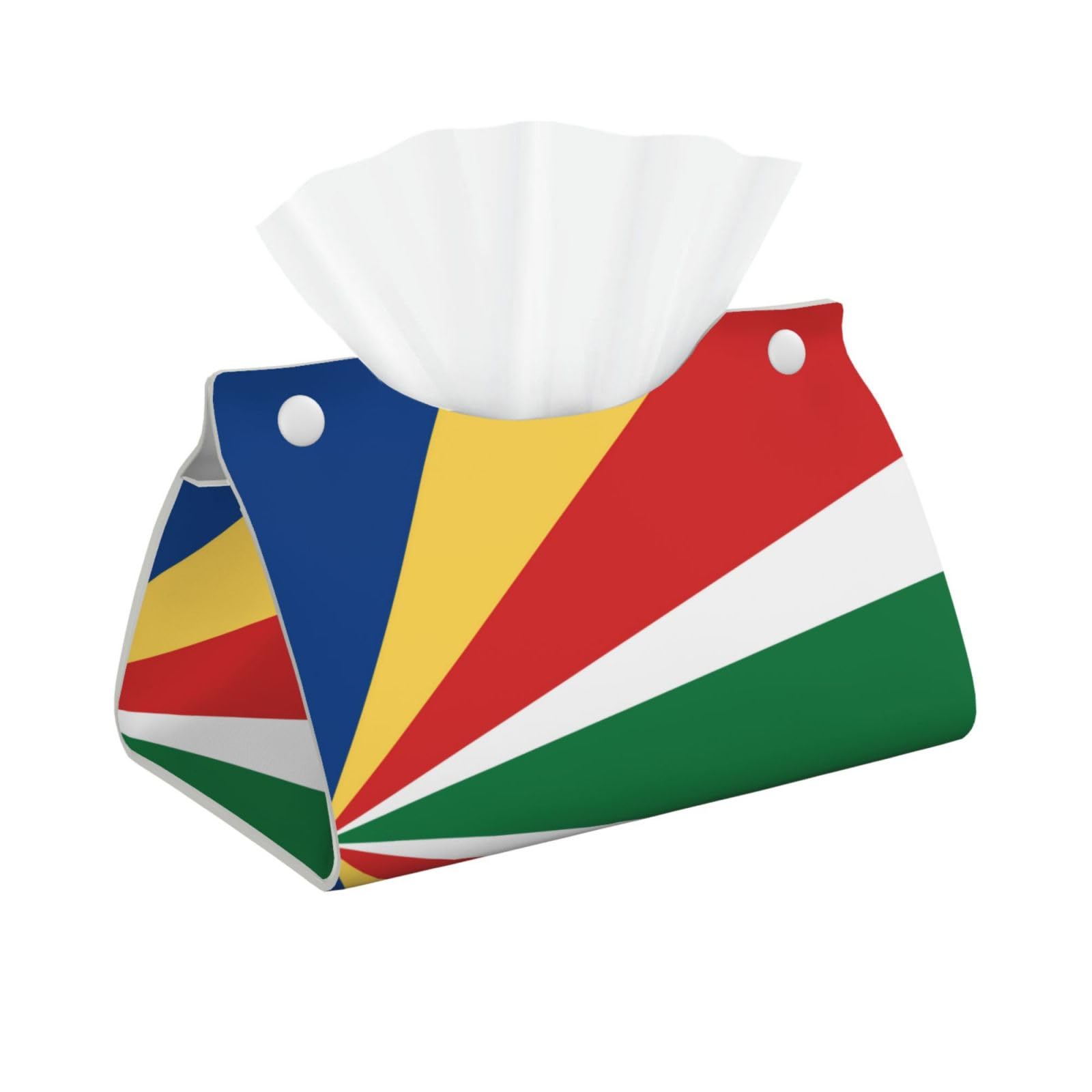 Flag of Seychelles Print Long Tissue Box Cover Holder Foldable Leather Organizer for Vanity, Nightstand, Desk & Bathroom