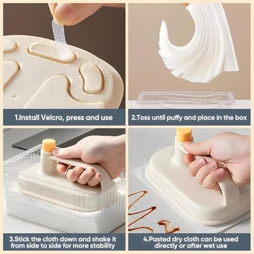 Image of Disposable Magic Wipes Cleaning Brush with Handle, Replaceable Magic Brush Cleaning Cloth, Cleaning Brush with Tissue Paper and Velcro for Kitchen Bathroom Home & Office (with 50 pcs Tissue)