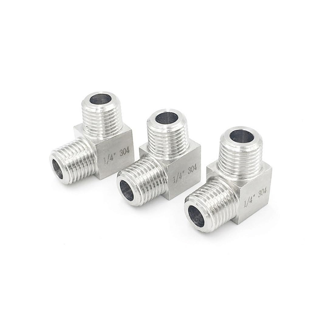 Conector de codo BSP de 90 grados, accesorio de tubería roscado macho de acero inoxidable 304 para mejoras del hogar (0.12 pulgadas)