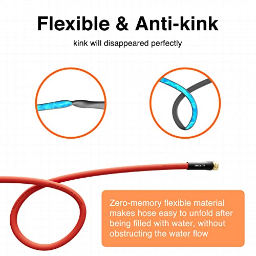 Specilite Hot/Cold Water Hose 5/8 Inch X 50 Ft,Heavy Duty Red Garden Hose -50℉ To 190℉,Flexible & Lightweight Rubber Hoses With 3/4 Inch Brass Fittings For Yard,Outdoor,Farm thumb #3