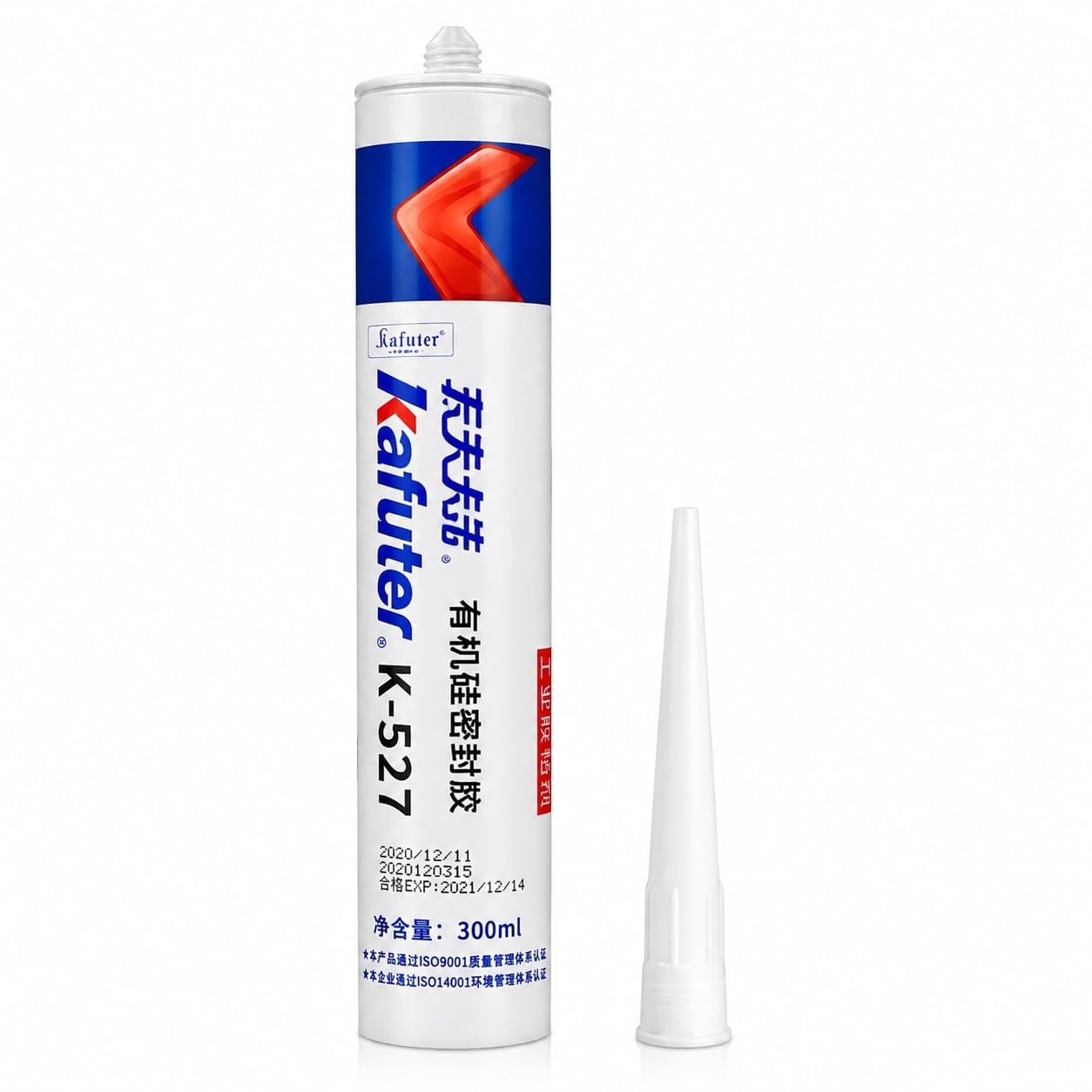 VIDOO Kafuter K-527 Glas-Keramik-Kunststoff-Montagegel Silikonkleber Thixotropes Feuchtigkeitsschützendes Vibrationshemmendes Statisches Fugen-Dichtmittel 300ml Zylinder - Schwarz