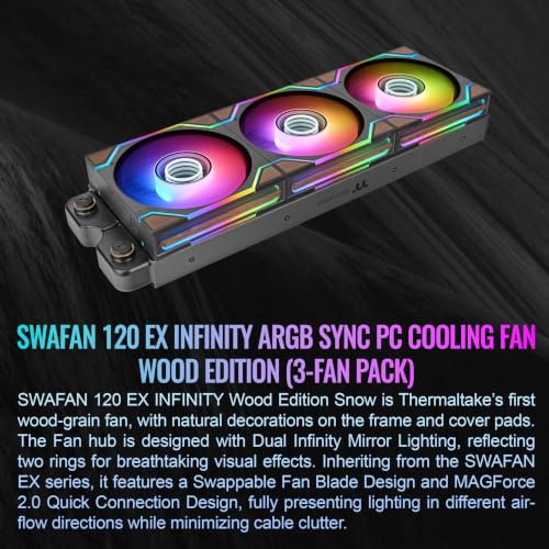 Image of Thermaltake SWAFAN 120 EX Infinity ARGB Sync Wood Edition (3 Pack) Black