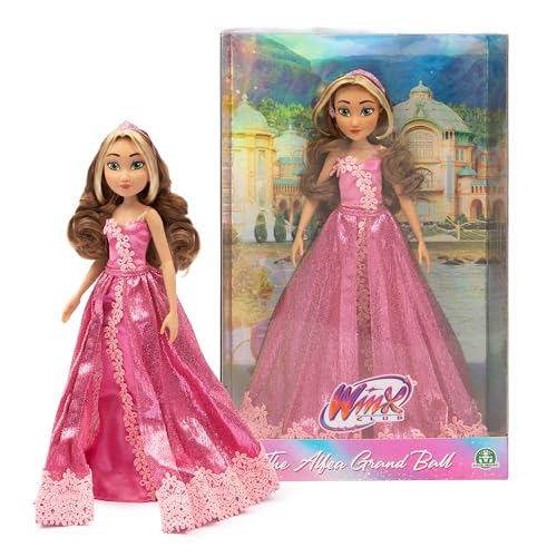 Winx Club Muñeca Grand Ball - Flora en elegante vestido rosa con tiara - Figura de moda articulada con detalles florales - Juguete oficial Winx para niñas - Hada coleccionable para mayores de 4 años