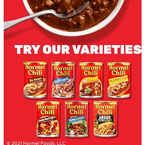 Image of Hormel Chili Cheese Chili, No Bean with American Cheese, Perfect for Chili Dogs, 15 Ounce (8-Pack)