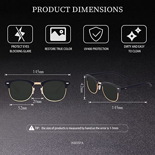 Classic Semi Rimless Polarized Sunglasses for Men Women Half Frame Retro Driving Sun Glasses NP10063