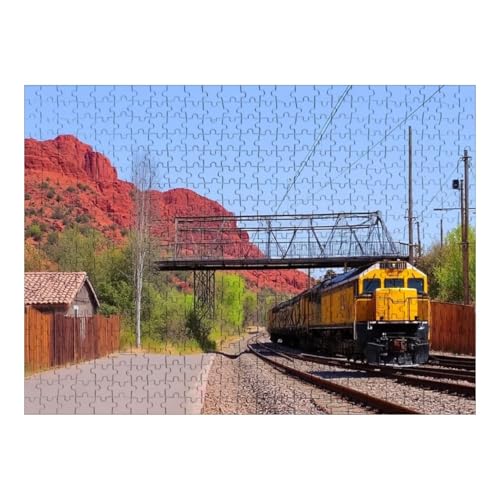 Wooden Puzzles Union Pacific Train Glenwood Springs Station Colorado Freight Jigsaw Puzzles for Adults 500 Pieces Impossible Puzzle Challenging Puzzle Educational Toys Decompression Game