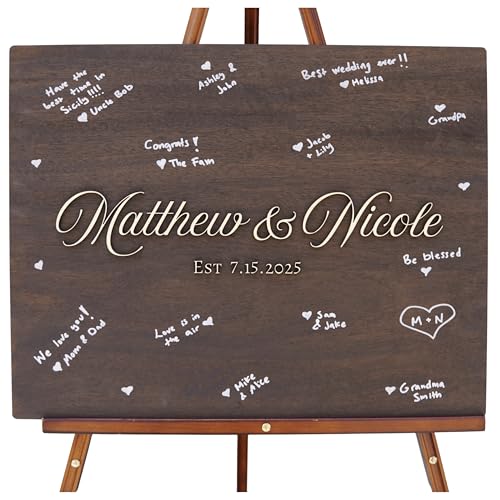 LIVIN HARMONY Personalized Wooden Wedding Guest Book Alternative - Customized