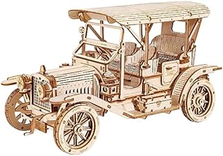 ROBOTIME Puzzle 3D, oldtimer do modelowania samochodu, z drewna, zestaw do majsterkowania, prezent dla dorosłych i nastolatków