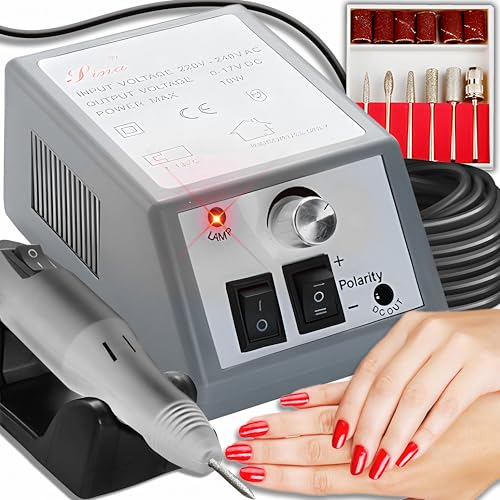 Retoo Torno para Uñas Profesional, Manicura, Pedicura Herramienta, Lima Eléctrico, Taladro del Clavo, 20000 RMP, para Eliminación Gel Uñas Acrílico, Gel Callos, Gris