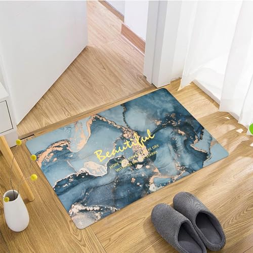 Image of UMAI Polyester Rubber Bathroom Mat (40 * 60cm) Bath Mat | Anti Skid Mat for Bathroom Floor | Bathroom Accessories | Bathroom Mats Water Soak | Non Slip Mat for Bathroom (Fluid Print)