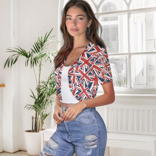 Image of Womens Short Sleeve Bolero Shrug Open Front Knit Cropped Cardigan Shoulder Cover for Dress Cute Casual Knit Cover Up