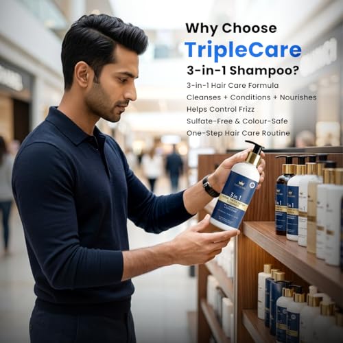Image of 3-in-1 Hard Water Detox Shampoo+Conditioner+Oil 200ml for Men & Women | Reduces Mineral Build-Up Frizz & Hair Breakage | Disodium EDTA Argan Jojoba & Coconut Oil | Sulphate & Paraben Free