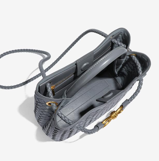 Image of Suede Woven Tote Bag for Women PU Leather Crossbody Bag Shoulder Bag Casual Handbag Satchel for Work Travel 2025