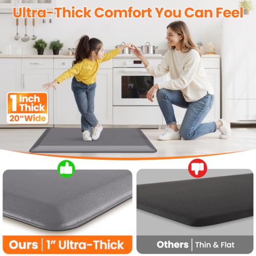 Image of 1-Inch Thick Anti-Fatigue Mat for Kitchen and Standing Desk, 20 inchx39 inch, Grey